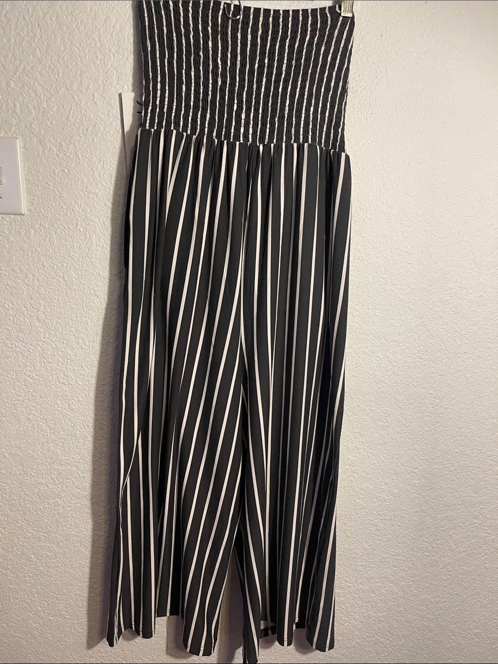J for Justify Black and White Strapless Smocked Wide-Leg Jumpsuit - Picture 5 of 8